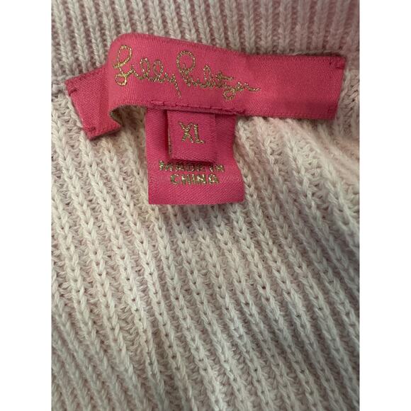 Lilly Pulitzer Carin Sweater Knit Pink Ombre Colorblock Eyelet Sleeves Size XL - Picture 10 of 13